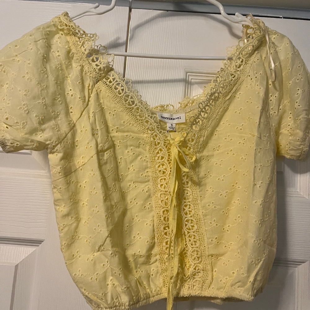 Dance & Marvel Yellow Eyelet Blouse
